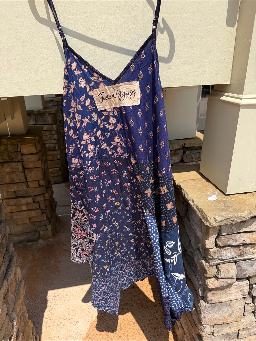 Jaded Gypsy Navy Floral Patchwork Slip Dress